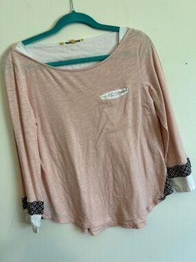little yellow button Anthropologie Light Pink Lightweight Longsleeve Tee